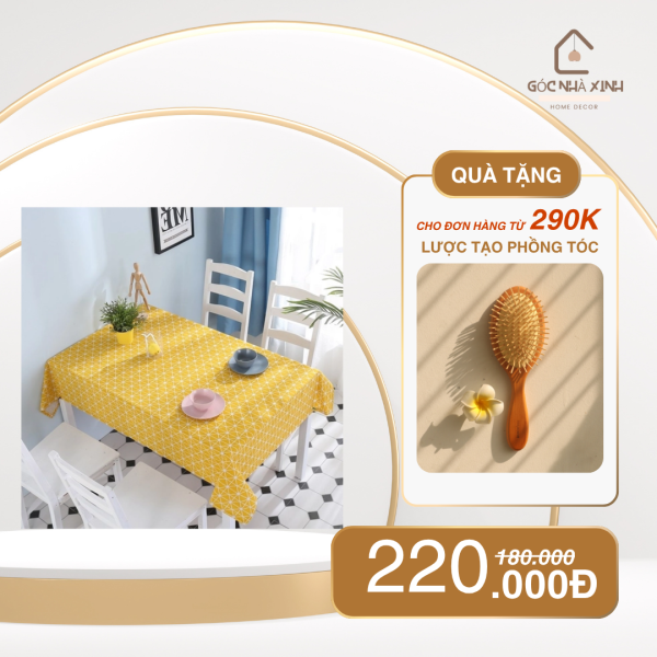 Khăn trải bàn họa tiết bàn cờ vàng caro
