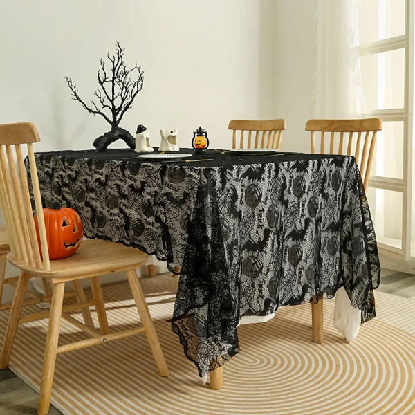 Khăn Trải bàn màu đen phối ren phong cách Helloween - Ảnh 2