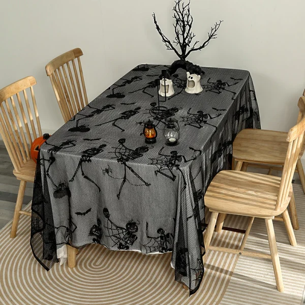 Khăn Trải bàn màu đen phối ren phong cách Helloween - Ảnh 3